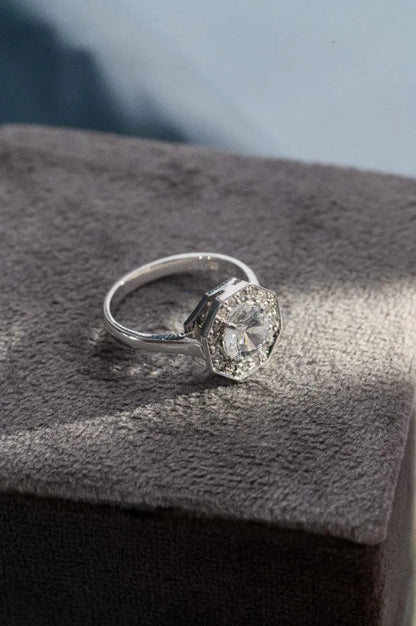 Close-up of bespoke engagement ring design process, featuring Ceylon sapphire-inspired elements and custom pavé diamond details.