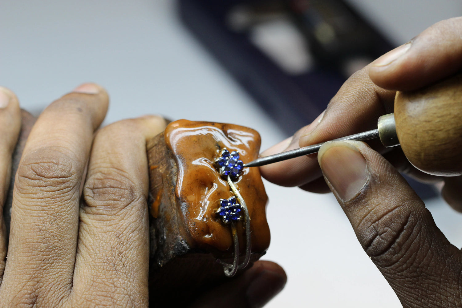 Handcrafted fine jewellery in the making, highlighting artisanal techniques and precision.